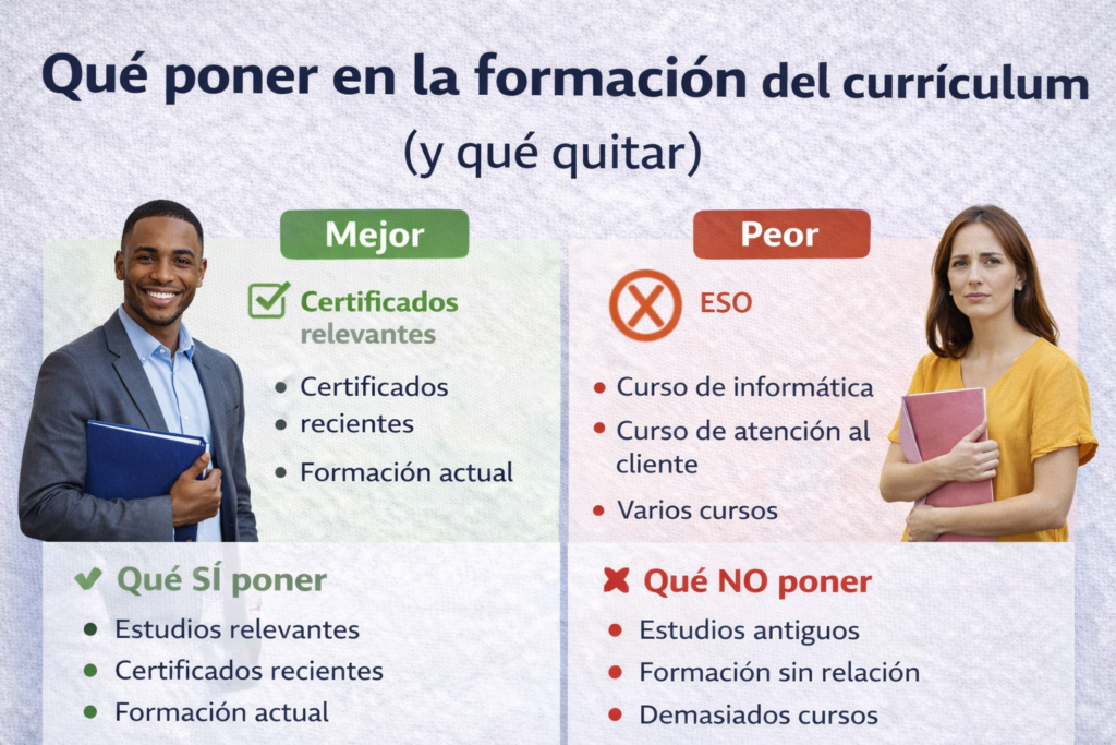 qué poner en la formación del currículum