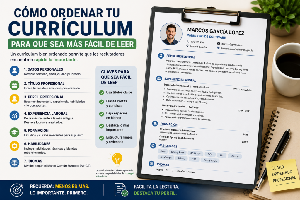 cómo ordenar un currículum