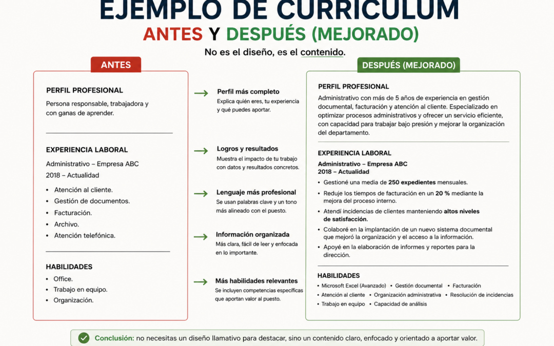 Ejemplo de currículum antes y después (mejorado)