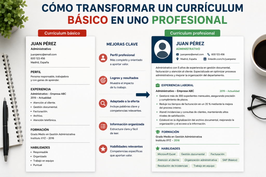 transformar un currículum básico en uno profesional